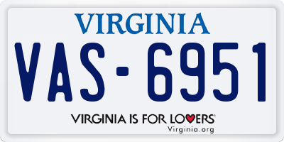 VA license plate VAS6951