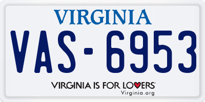 VA license plate VAS6953