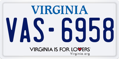 VA license plate VAS6958