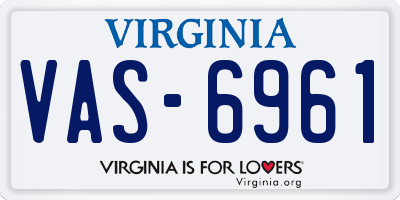 VA license plate VAS6961