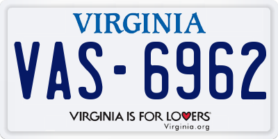 VA license plate VAS6962