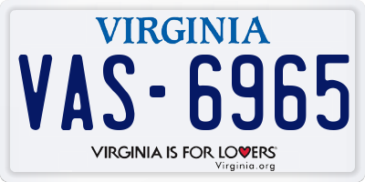 VA license plate VAS6965