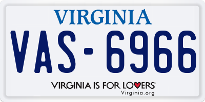 VA license plate VAS6966