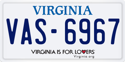 VA license plate VAS6967