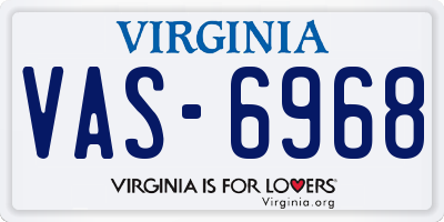 VA license plate VAS6968