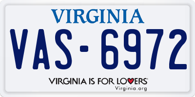 VA license plate VAS6972