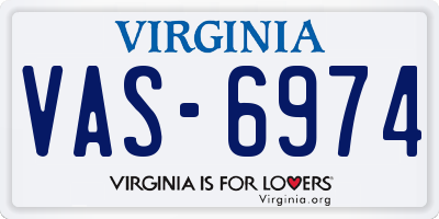 VA license plate VAS6974