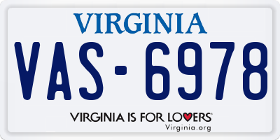 VA license plate VAS6978