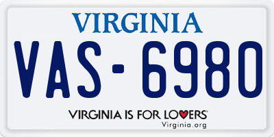 VA license plate VAS6980