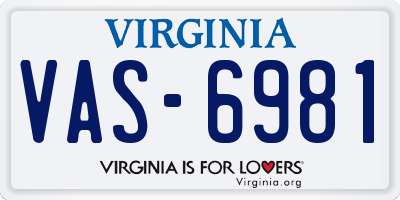 VA license plate VAS6981