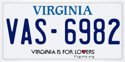 VA license plate VAS6982