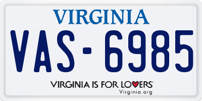 VA license plate VAS6985