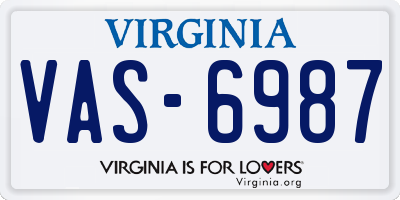 VA license plate VAS6987