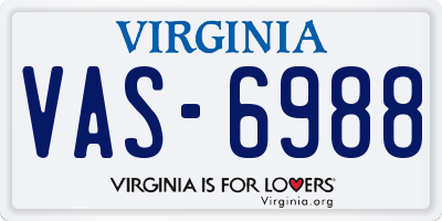 VA license plate VAS6988