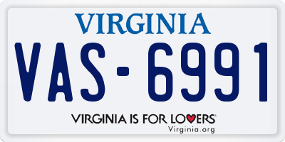 VA license plate VAS6991