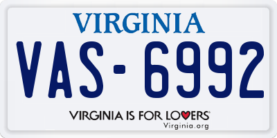 VA license plate VAS6992