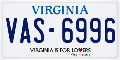 VA license plate VAS6996