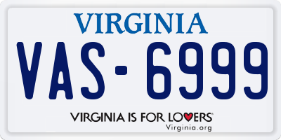 VA license plate VAS6999