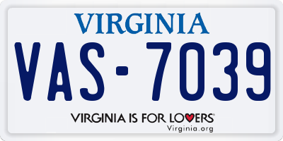 VA license plate VAS7039