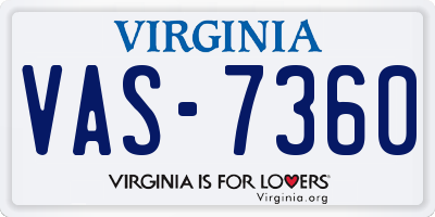 VA license plate VAS7360