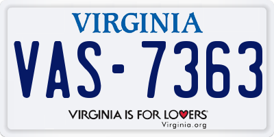 VA license plate VAS7363