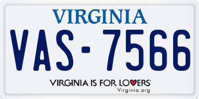 VA license plate VAS7566