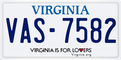 VA license plate VAS7582