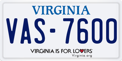 VA license plate VAS7600