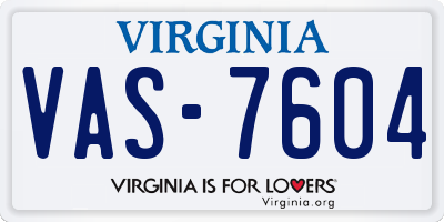 VA license plate VAS7604