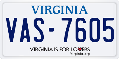 VA license plate VAS7605