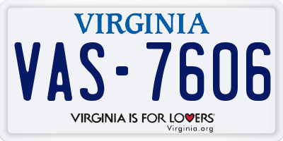 VA license plate VAS7606