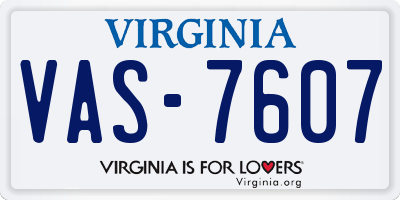 VA license plate VAS7607