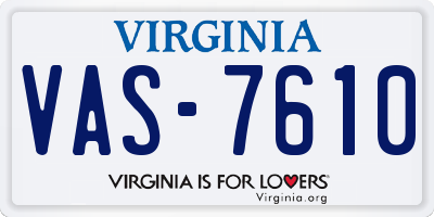 VA license plate VAS7610