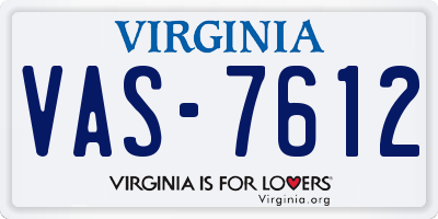 VA license plate VAS7612