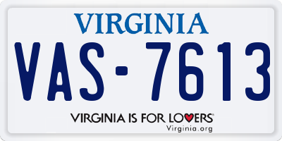 VA license plate VAS7613