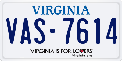 VA license plate VAS7614