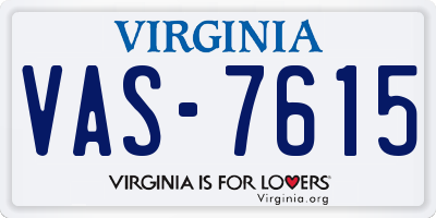 VA license plate VAS7615