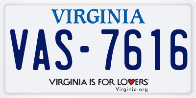 VA license plate VAS7616