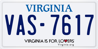 VA license plate VAS7617