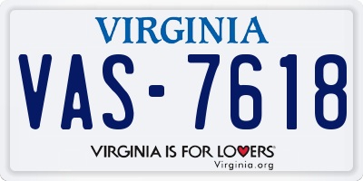 VA license plate VAS7618