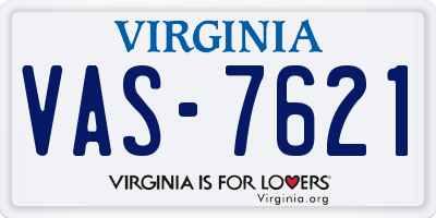 VA license plate VAS7621