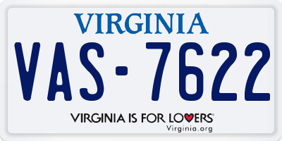 VA license plate VAS7622