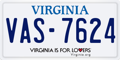 VA license plate VAS7624