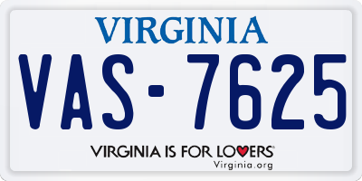 VA license plate VAS7625