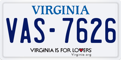 VA license plate VAS7626