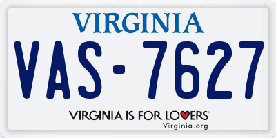 VA license plate VAS7627