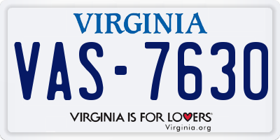 VA license plate VAS7630