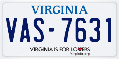 VA license plate VAS7631