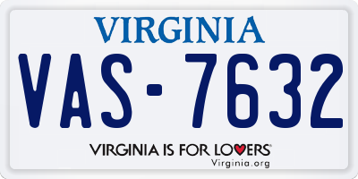 VA license plate VAS7632