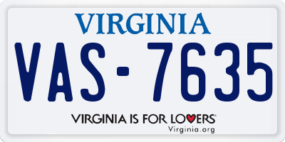 VA license plate VAS7635